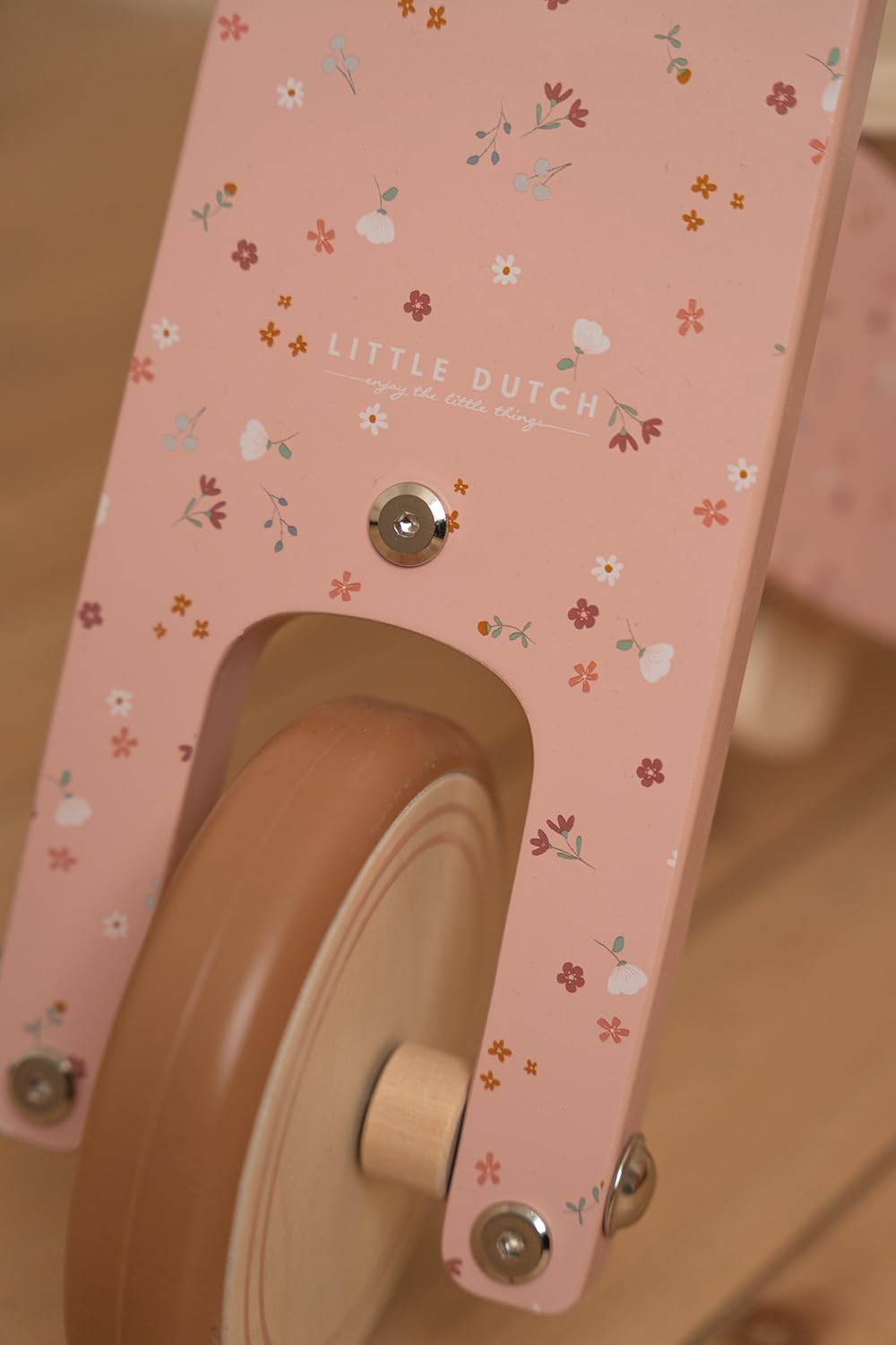 Little Dutch Triciclo de madera rosa con flores - Imagen 7