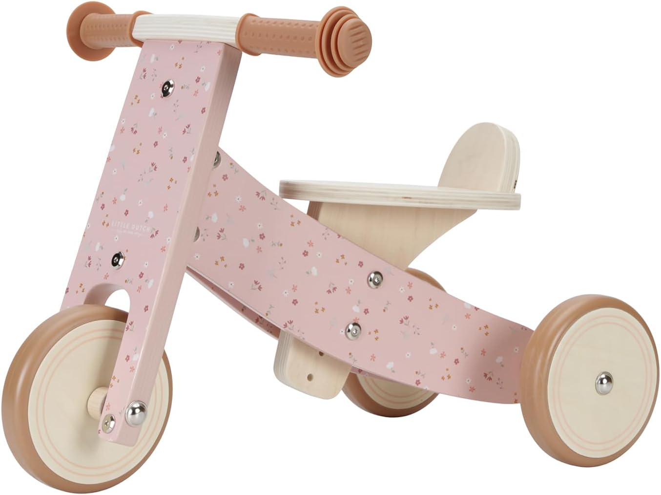 Little Dutch Triciclo de madera rosa con flores