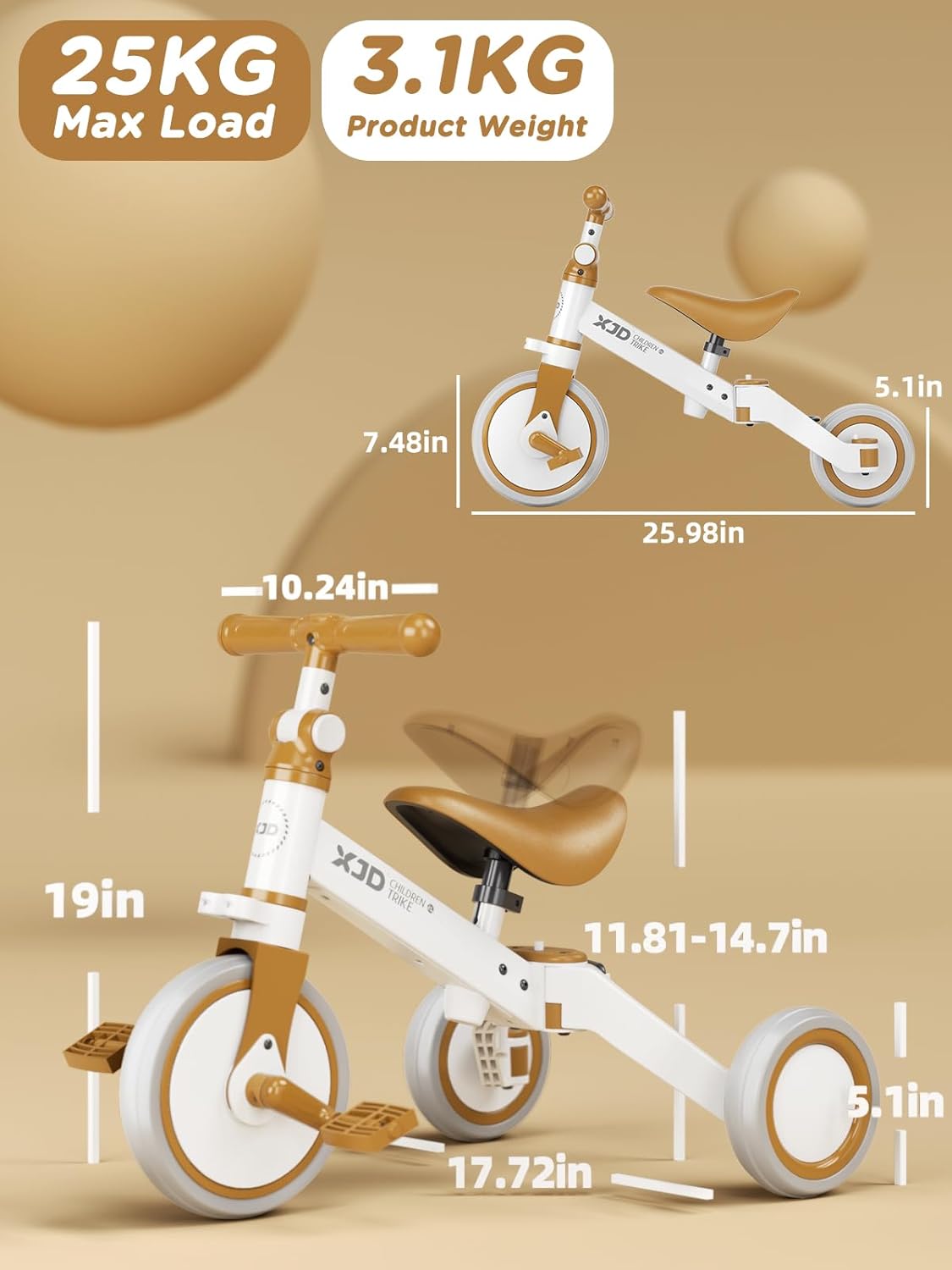 XJD Triciclo Evolutivo 3 en 1 para Niños de 1-3 Años - Imagen 5