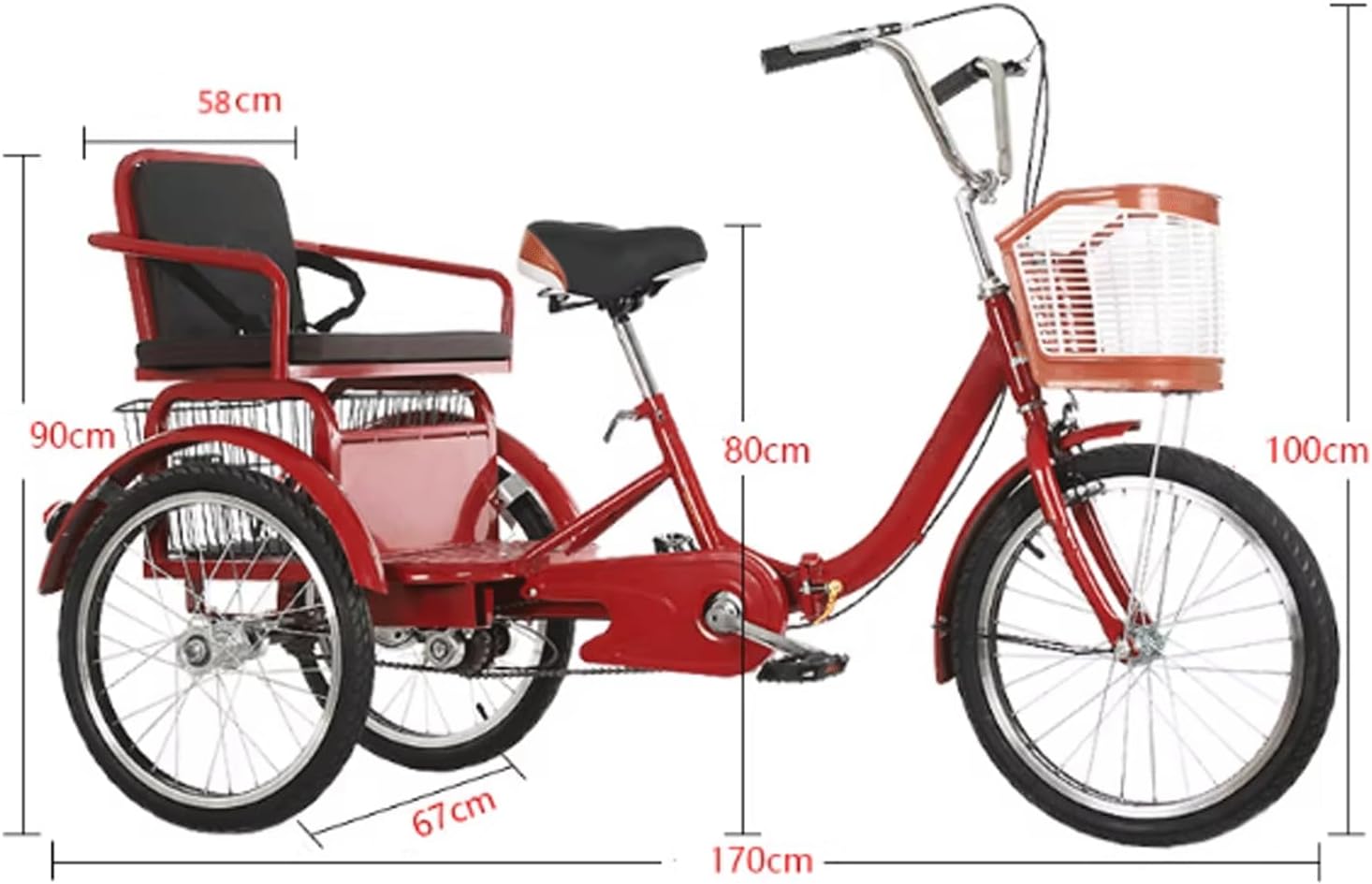 Triciclo para Adultos 20in Beige con Cesta Grande - Imagen 2