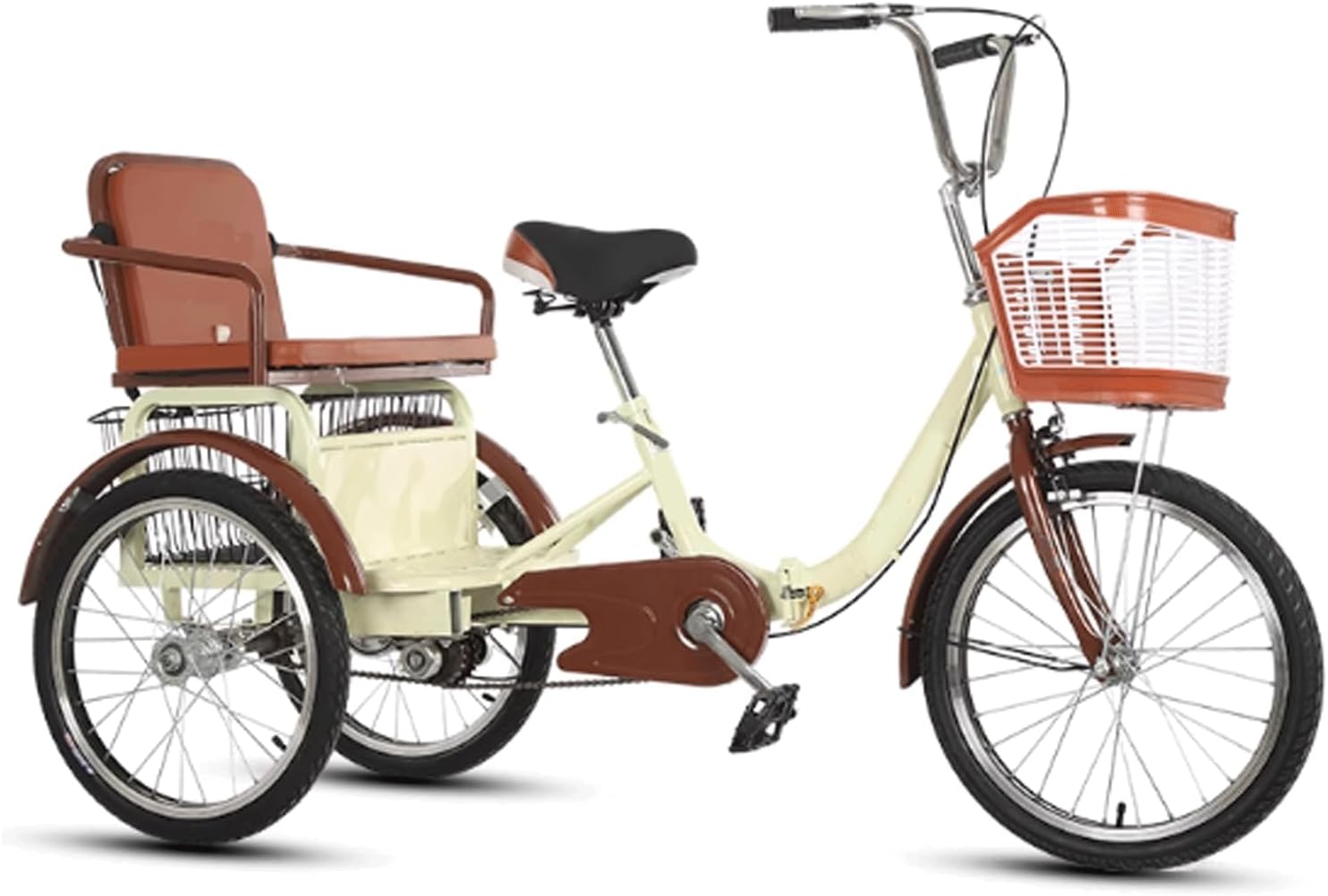 Triciclo para Adultos 20in Beige con Cesta Grande