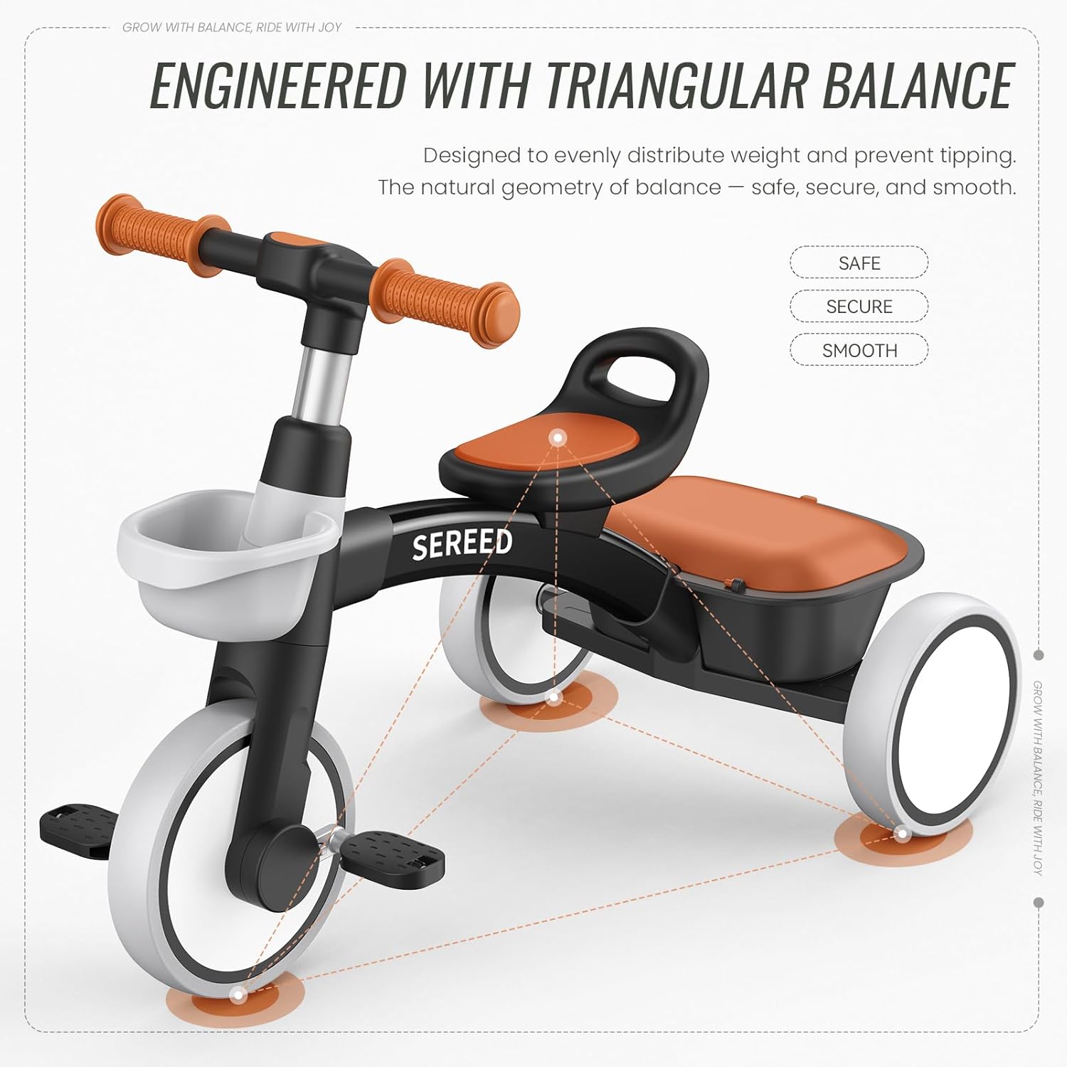 SEREED Triciclo Ajustable para Niños 2 a 5 Años - Imagen 4