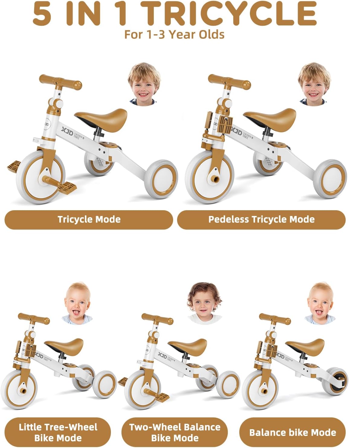 XJD Triciclo Evolutivo 3 en 1 para Niños de 1-3 Años - Imagen 2