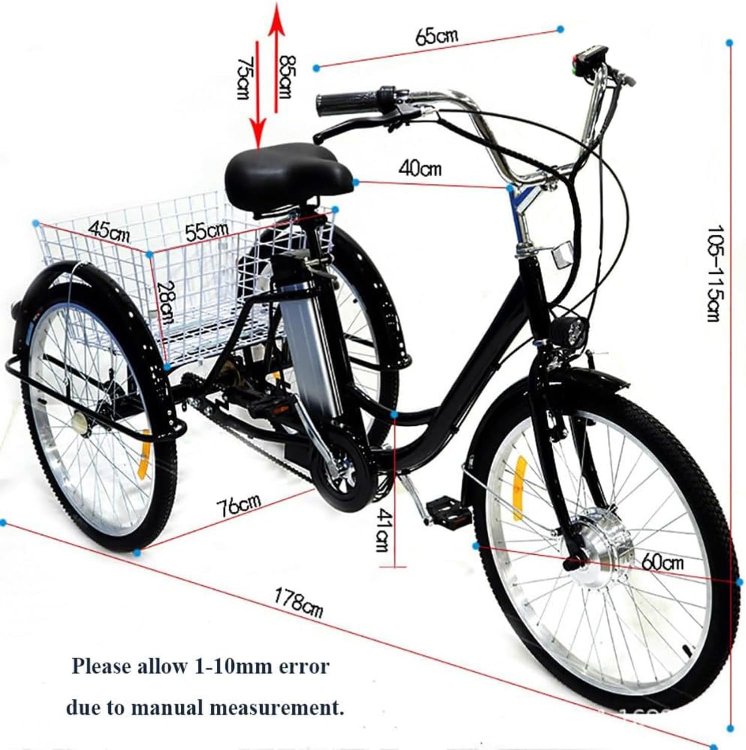 Triciclo Eléctrico 24" para Adultos con 3 Modos de Conducción - Imagen 3