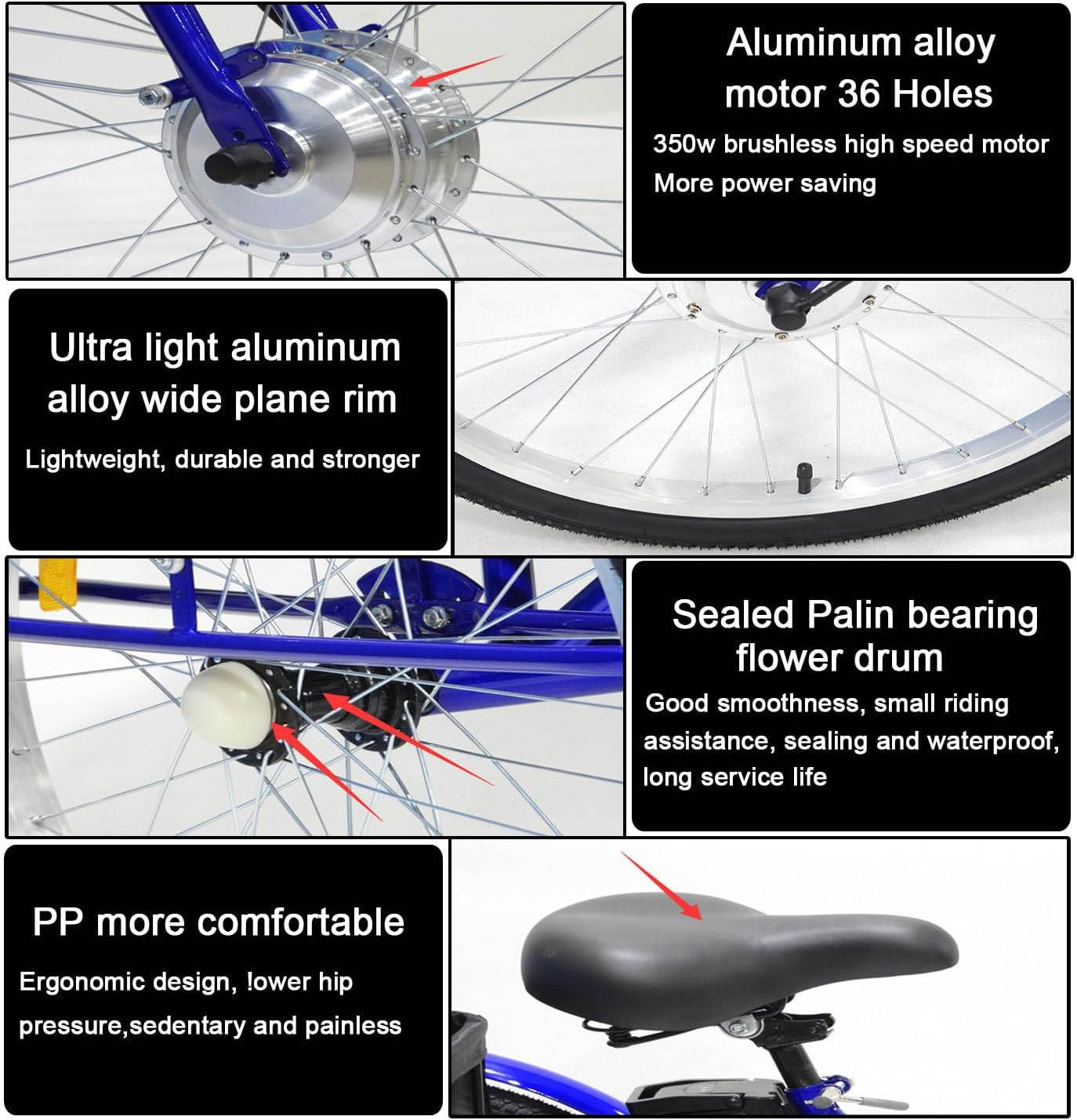 Triciclo Eléctrico 24" para Adultos con 3 Modos de Conducción - Imagen 4