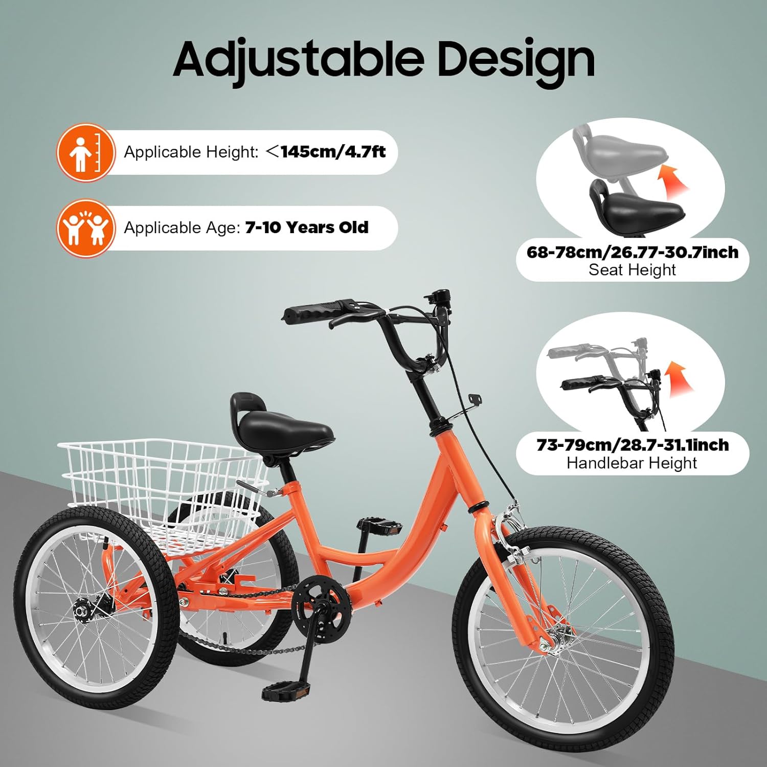 Levkitch triciclo 16 pulgadas con cesta de compra - Imagen 4