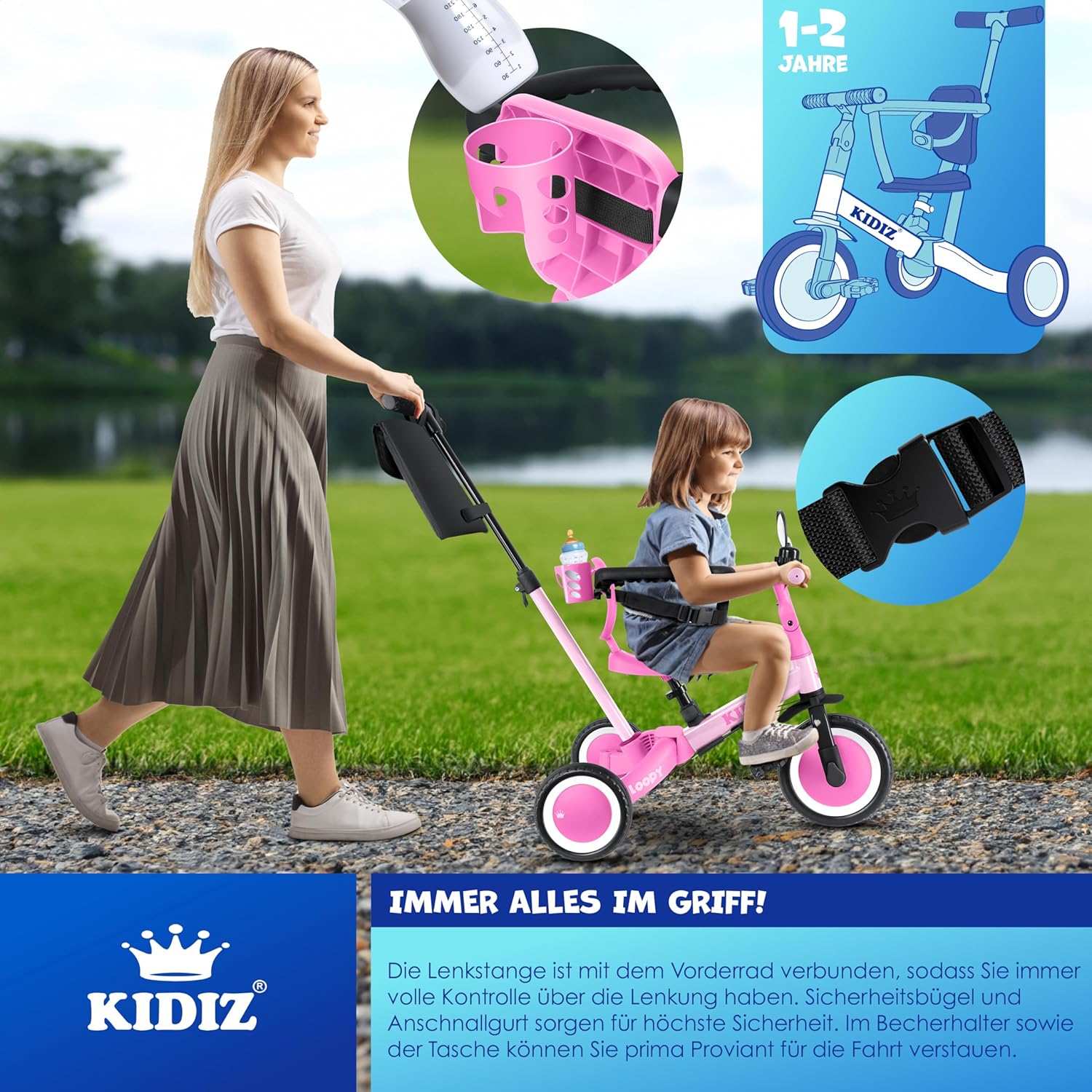 KIDIZ® Bicicleta de Balance 6en1 para Niños de 1 a 5 Años - Imagen 3