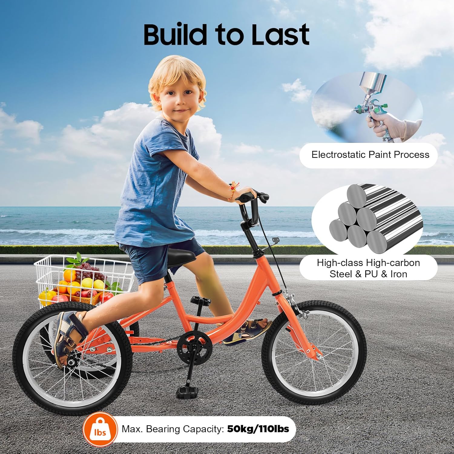 Levkitch triciclo 16 pulgadas con cesta de compra - Imagen 6