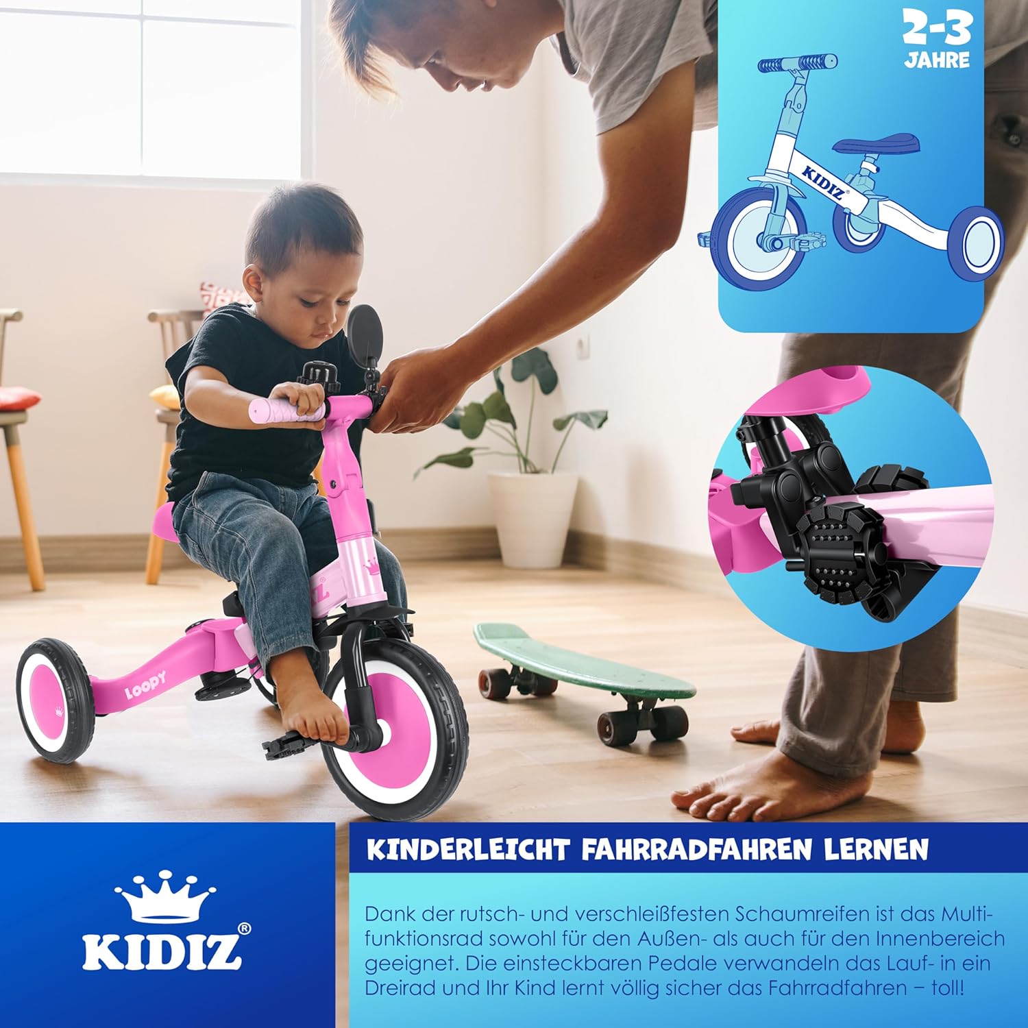 KIDIZ® Bicicleta de Balance 6en1 para Niños de 1 a 5 Años - Imagen 5
